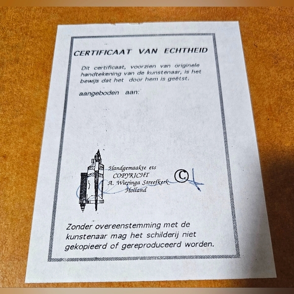 Vintage Framed Hand Coloured Engraving Dutch Windmill Signed A. Wieringa - Picture 9 of 9